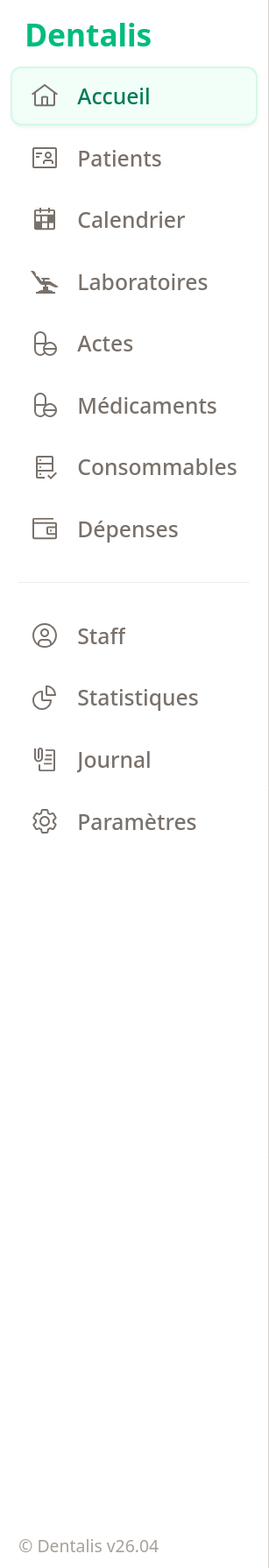 Barre du menu principal